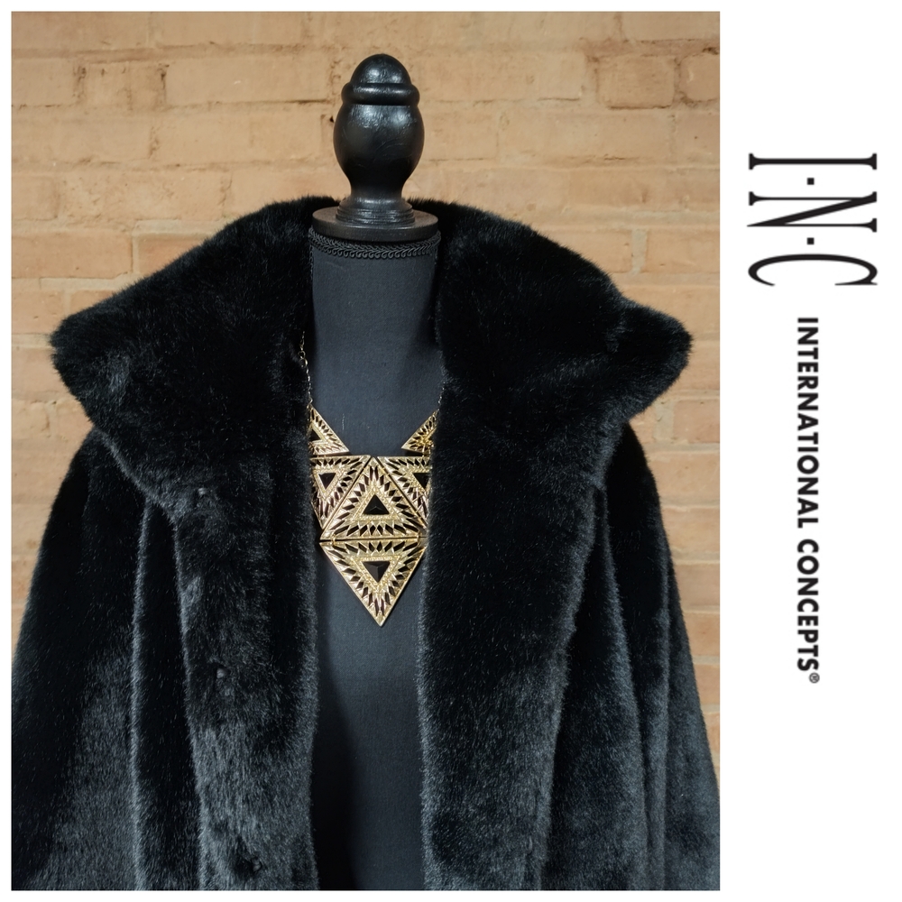 INC International Concepts Luxurious Black Teddy Jacket